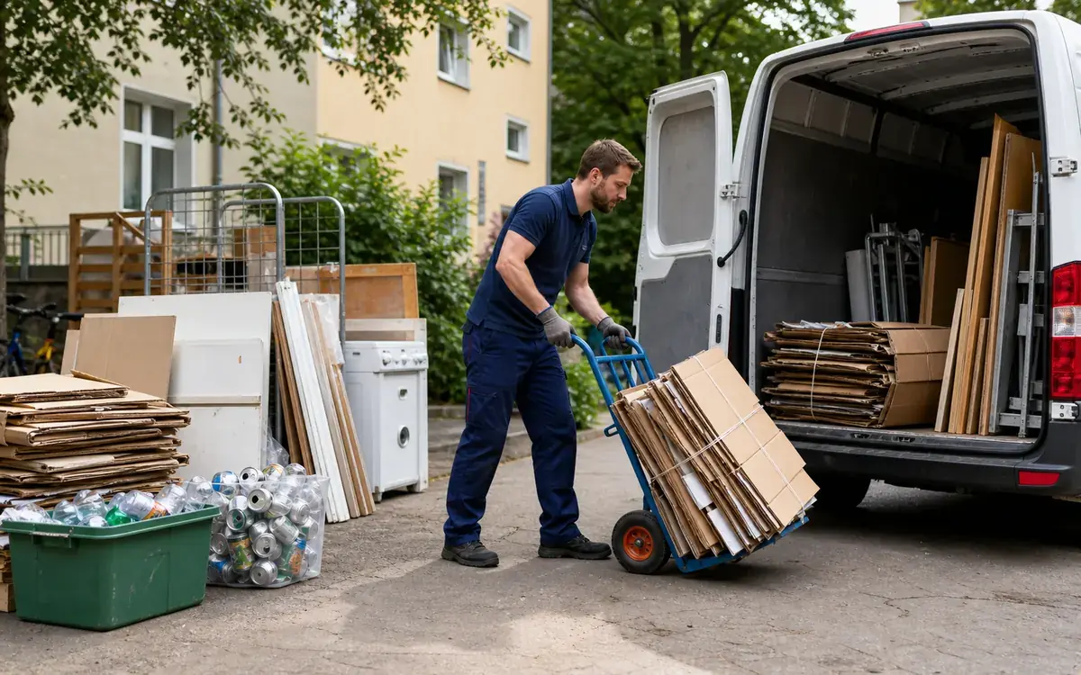 Realistische Sortierung alter Elektrogeräte bei einer Entrümpelung in Hamburg